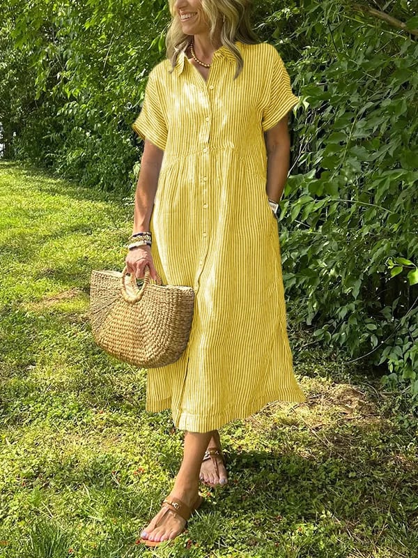JOVIE - CLASSIC ELEGANT STRIPED MAXI DRESS