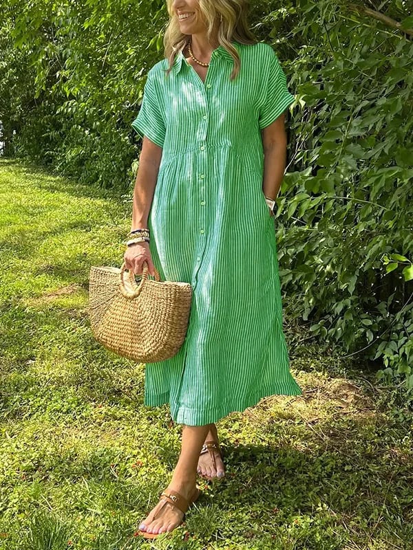 JOVIE - CLASSIC ELEGANT STRIPED MAXI DRESS