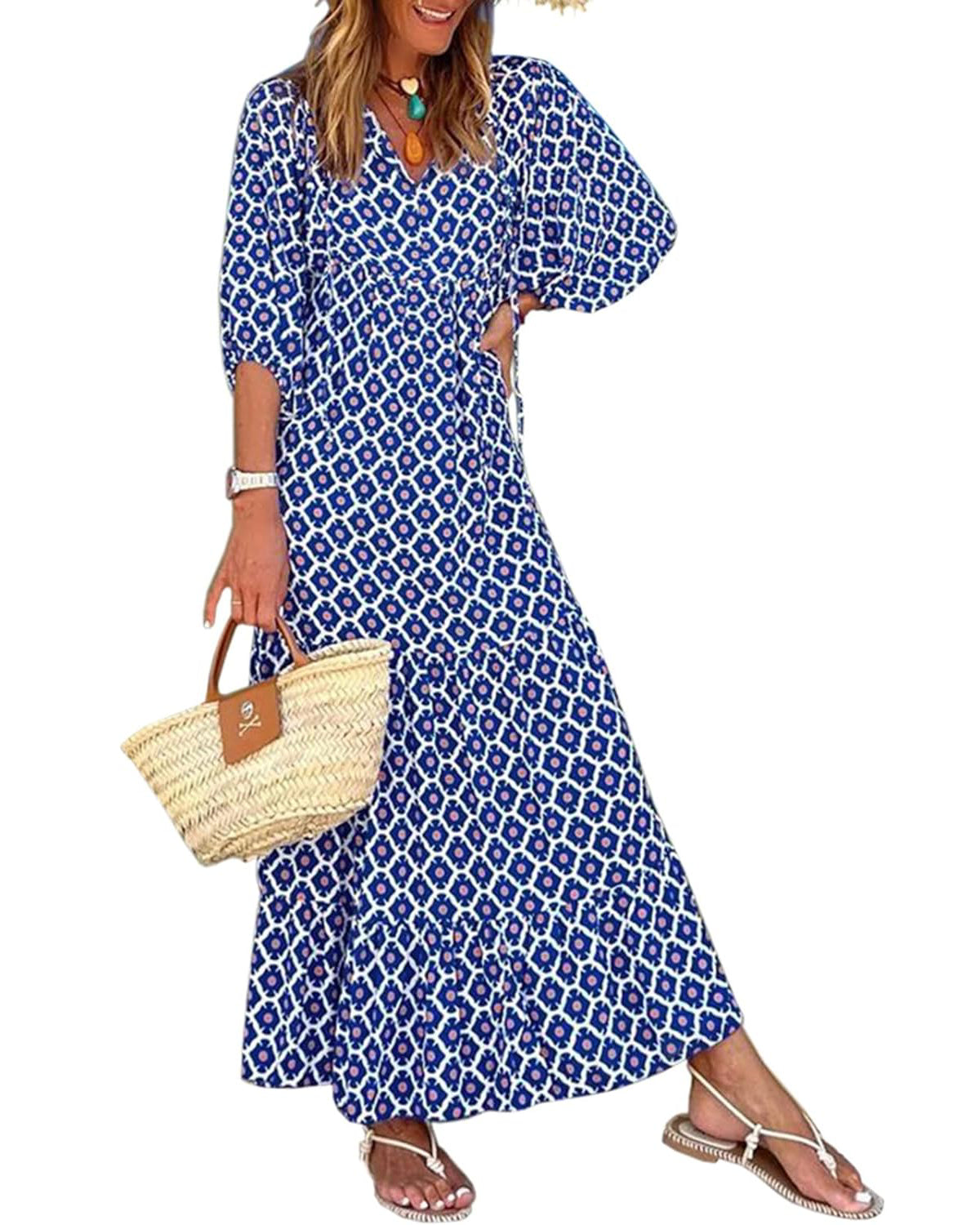 ROMINA - BOHO CHIC PUFF SLEEVE MAXI