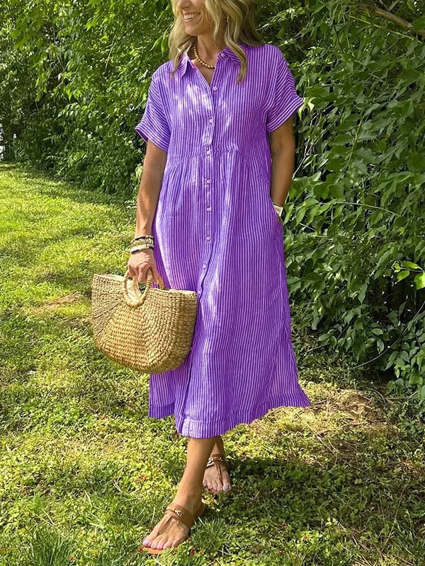 JOVIE - CLASSIC ELEGANT STRIPED MAXI DRESS