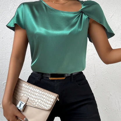 LEASA - FASHION FORWARD SHOULDER ACCENT BLOUSE