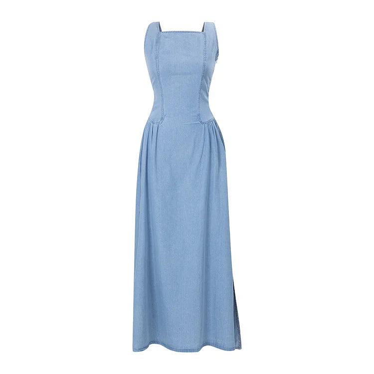 FEMAR - MIDNIGHT DENIM STRAPPY SLEEVELESS DRESS