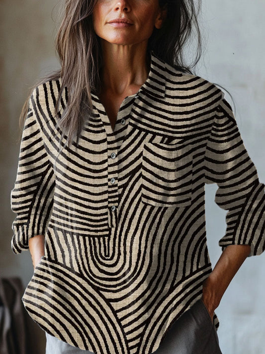 Adelina – Printed Linen Blouse