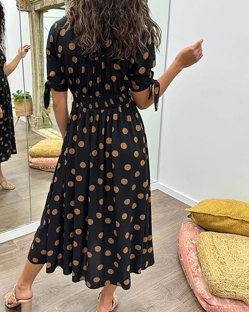 SAINTCLAIR - SWEETHEART DEEP V POLKA DOT DRESS