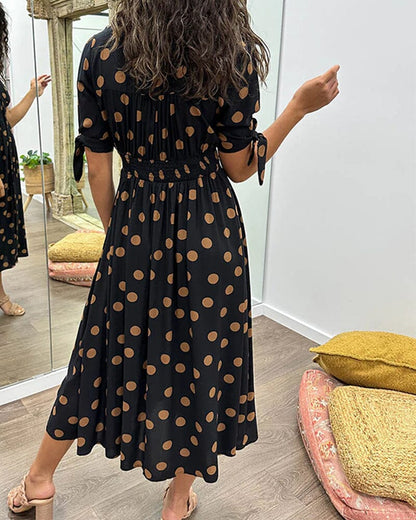SAINTCLAIR - SWEETHEART DEEP V POLKA DOT DRESS