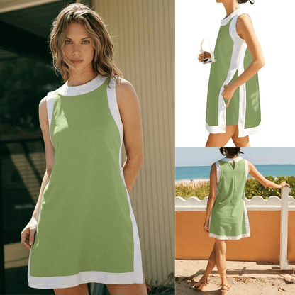MALAYSIA - COLOR BLOCK SLEEVELESS SHORTS SET WITH POCKETS
