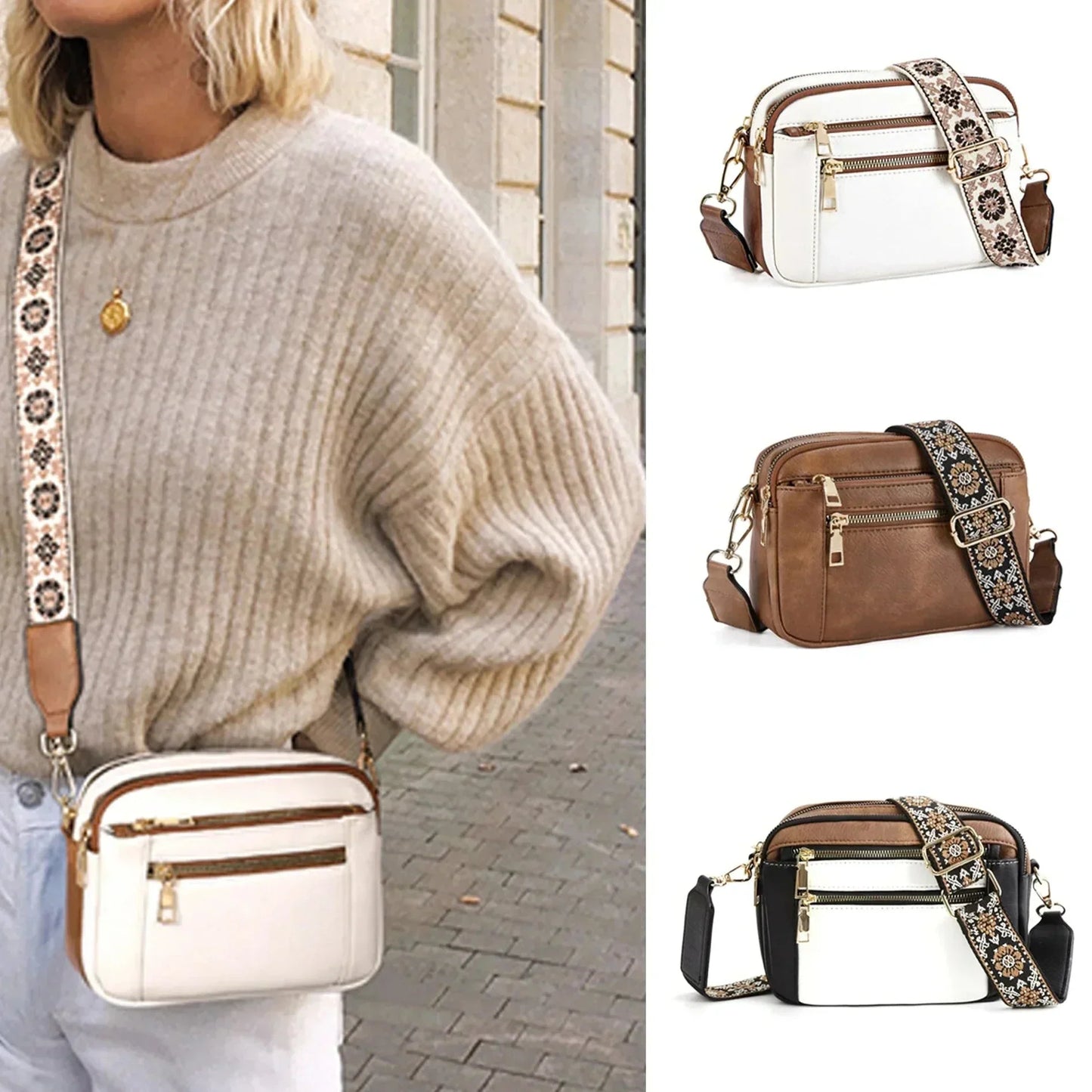 Fifer - Adjustable Colorful Strap Crossbody Bag