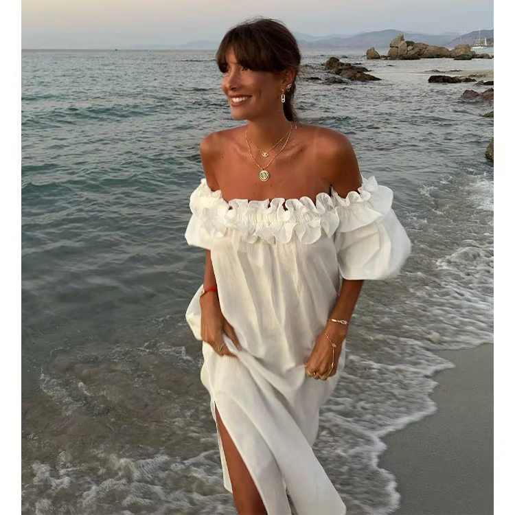 Gracie - Off Shoulder Puff Sleeve Maxi Dress