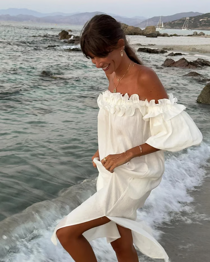 Gracie - Off Shoulder Puff Sleeve Maxi Dress