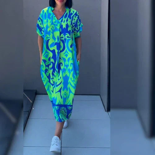 BEAUTY - TIMELESS ELEGANT DRESS WITH PRINT