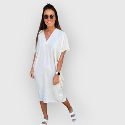 DANIELLE - FLOWY SHORT SLEEVE MIDI DRESS
