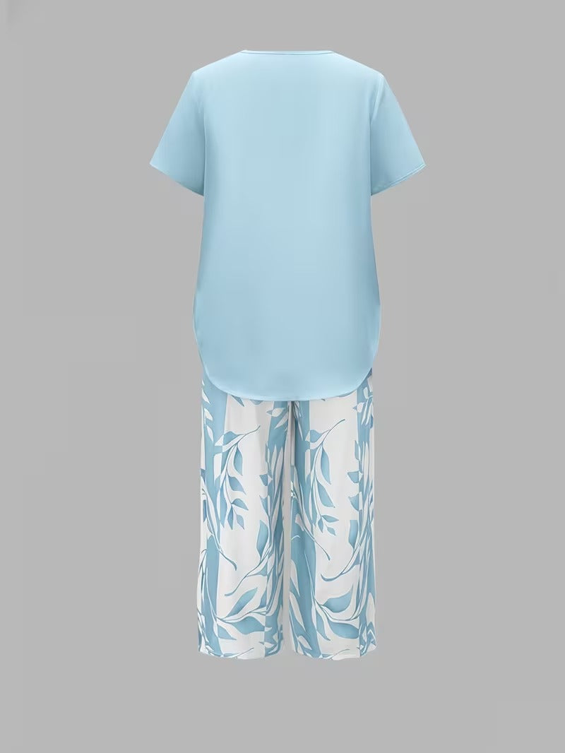 Arvessa™ | Relaxed Leaf Print Two-Piece Ensemble