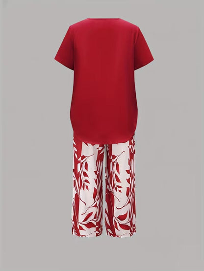 Arvessa™ | Relaxed Leaf Print Two-Piece Ensemble