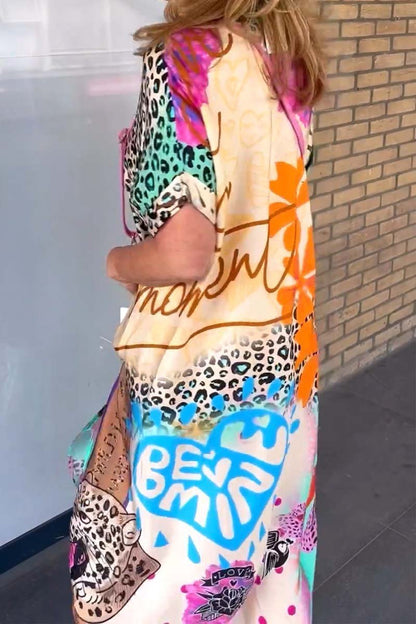 NEVE - CASUAL DRESS WITH LEOPARD PRINT