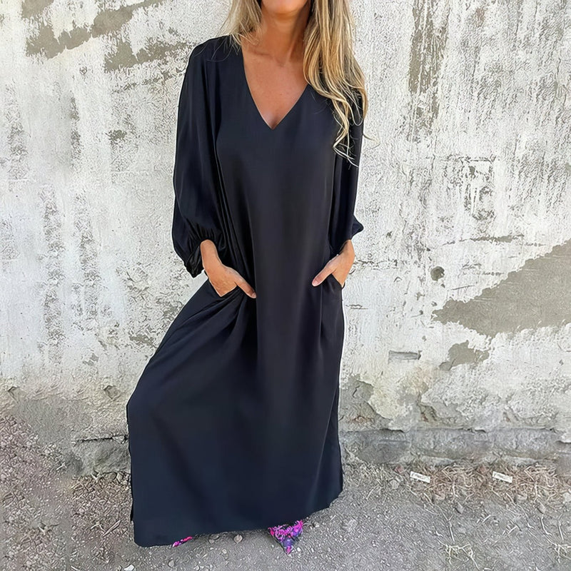 LINDSEY - BOHEMIAN CHIC LONG DRESS WITH POCKETS