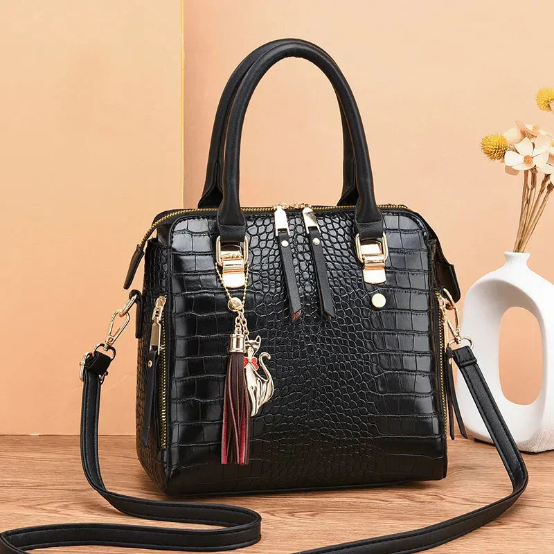 Belen - Luxury Crocodile-Embossed Leather Bag