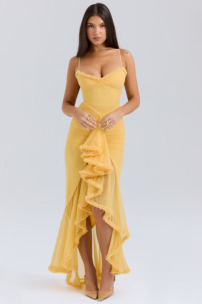 MILAINE - RUFFLE FRONT AND SILHOUETTE DRESS