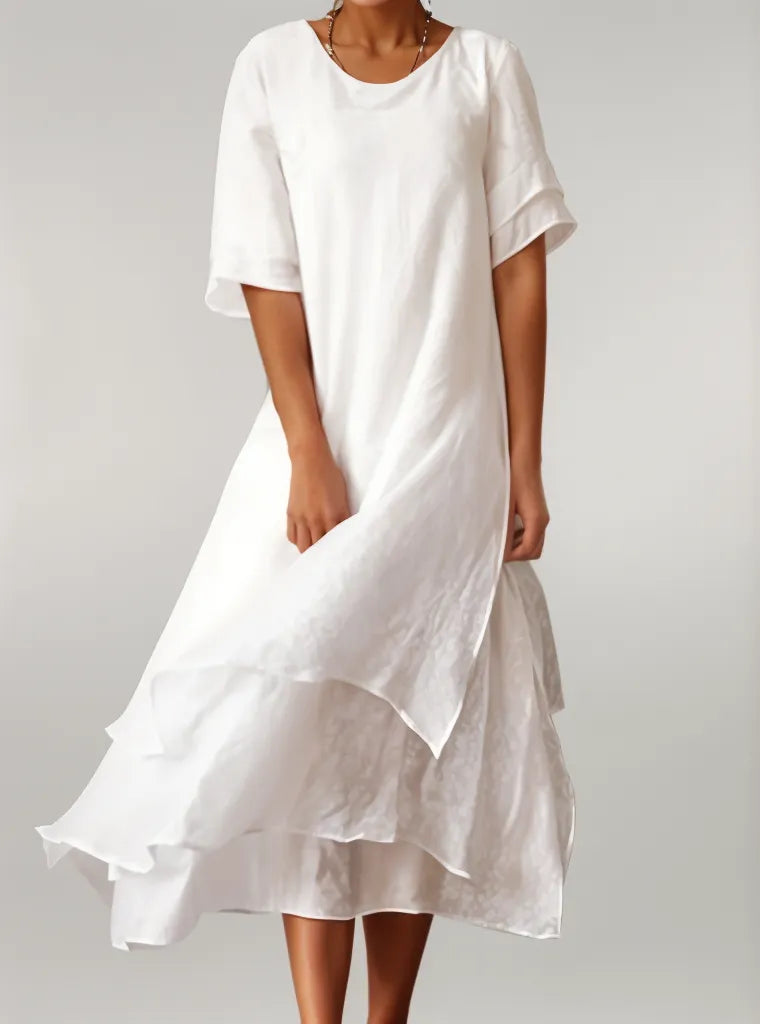 SAMANTHA - ASYMMETRICAL V-NECK DRESS