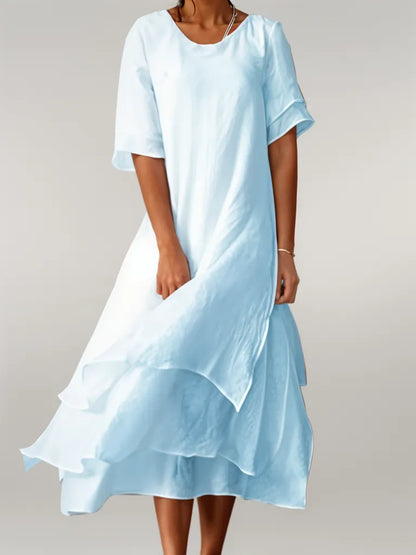 SAMANTHA - ASYMMETRICAL V-NECK DRESS