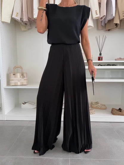 WILLIA - CHIC O-NECK TOP & PANT SET