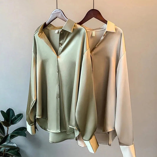 DARLENE - SATIN POLO BLOUSE