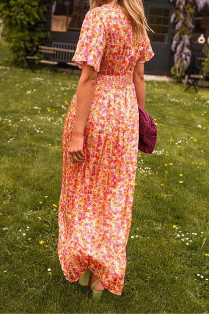 MARION - FLOWY V-NECK EVENING DRESS