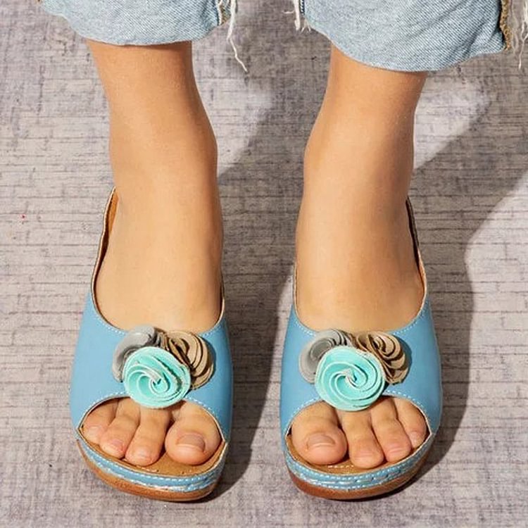 XYRIEL - ORTHOPEDIC LEATHER WEDGE SANDALS