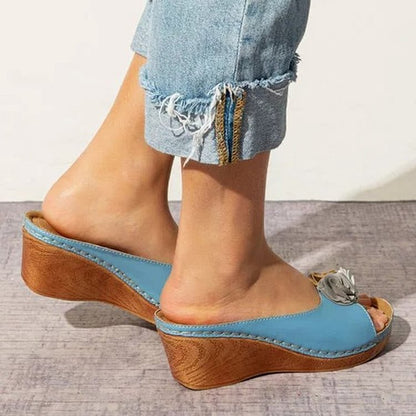 XYRIEL - ORTHOPEDIC LEATHER WEDGE SANDALS