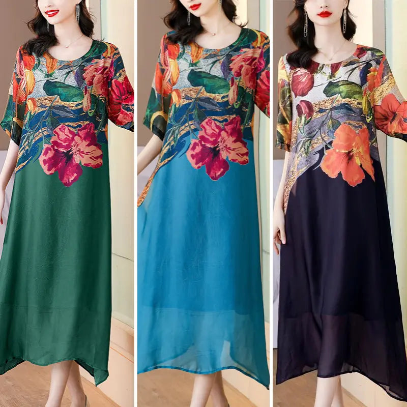 KIERSTEN - CHIC BOTANICAL PATTERN DRESS