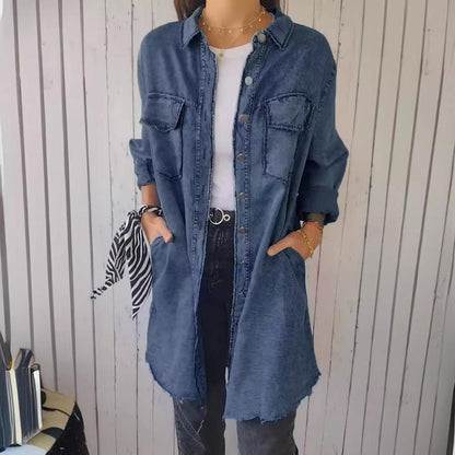 SHAVONNE -  SHIRT DENIM WITH LAPEL JACKET