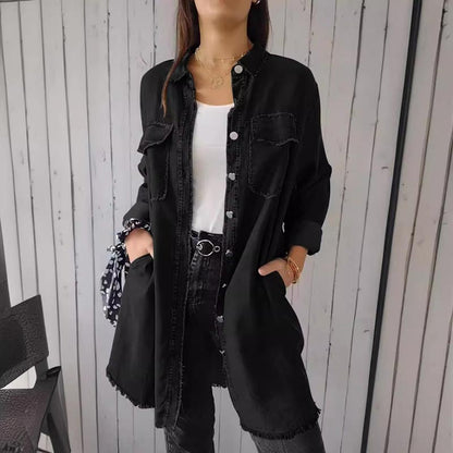 SHAVONNE -  SHIRT DENIM WITH LAPEL JACKET