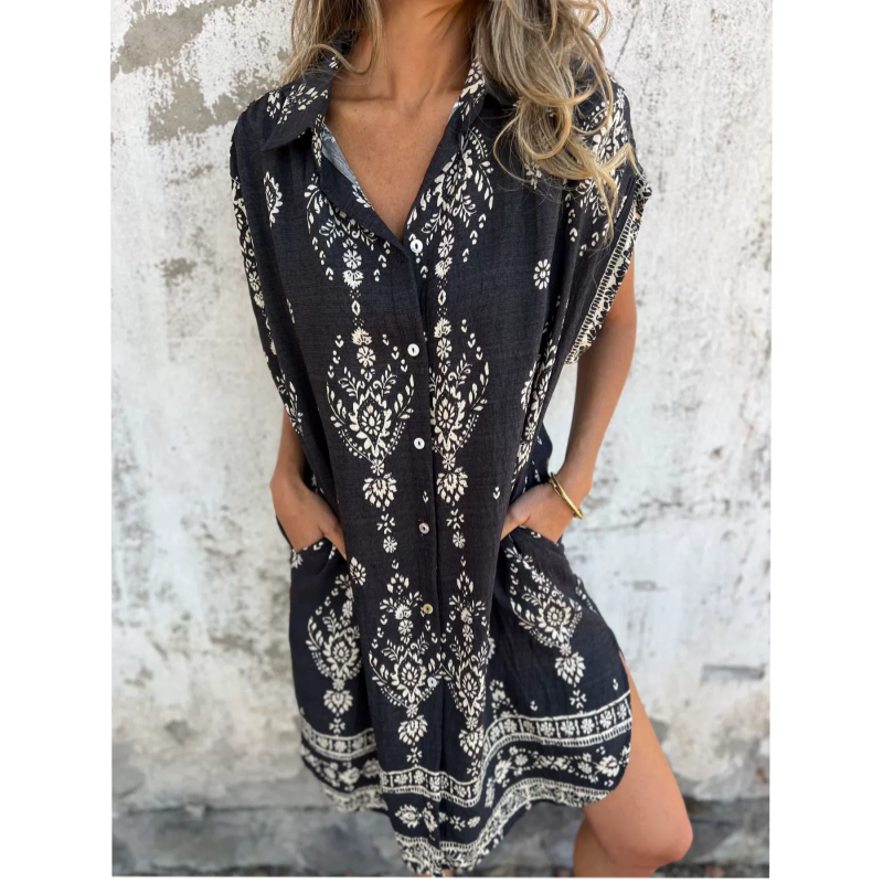 MIKELA - RELAXED FIT PRINTED DRESS WITH POCKETS