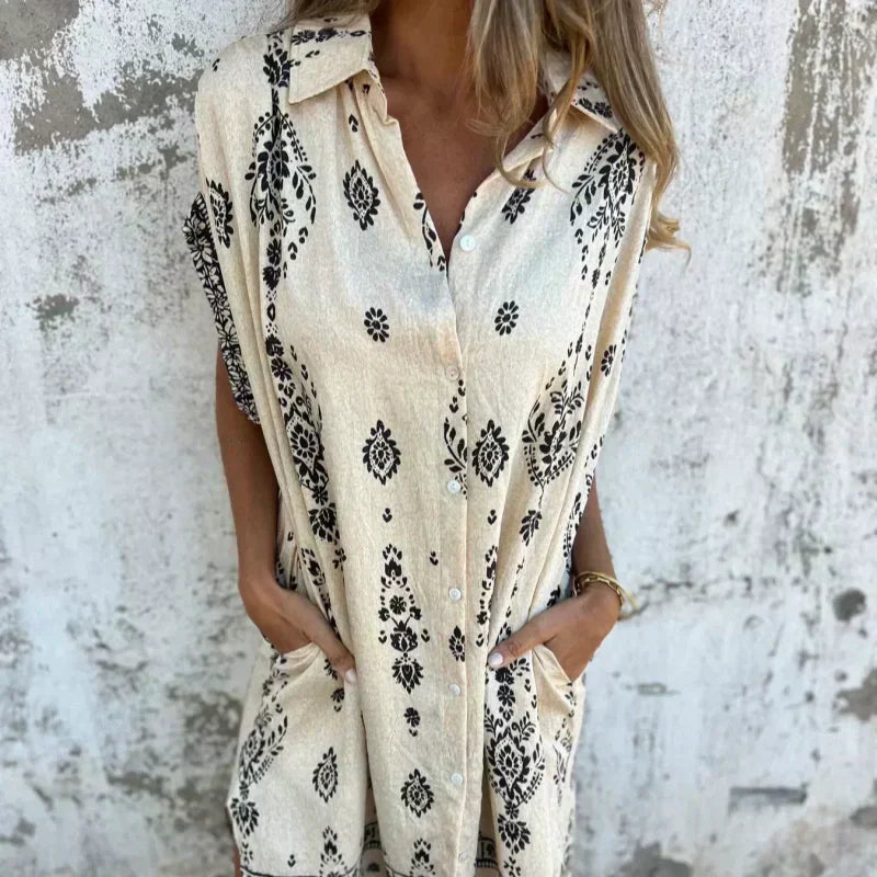 MIKELA - RELAXED FIT PRINTED DRESS WITH POCKETS