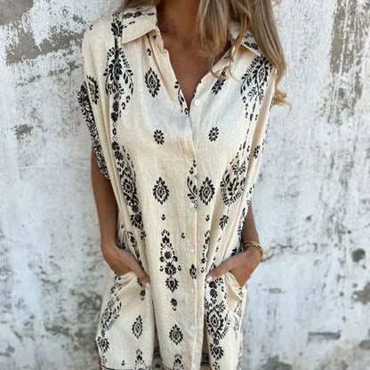 MIKELA - RELAXED FIT PRINTED DRESS WITH POCKETS