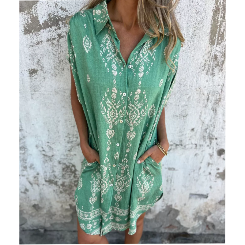 MIKELA - RELAXED FIT PRINTED DRESS WITH POCKETS