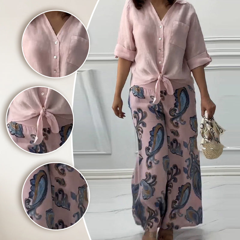 NIVES - RELAXED FIT BLOUSE & HIGH-RISE SET