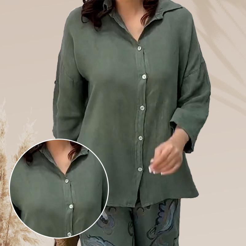 NIVES - RELAXED FIT BLOUSE & HIGH-RISE SET