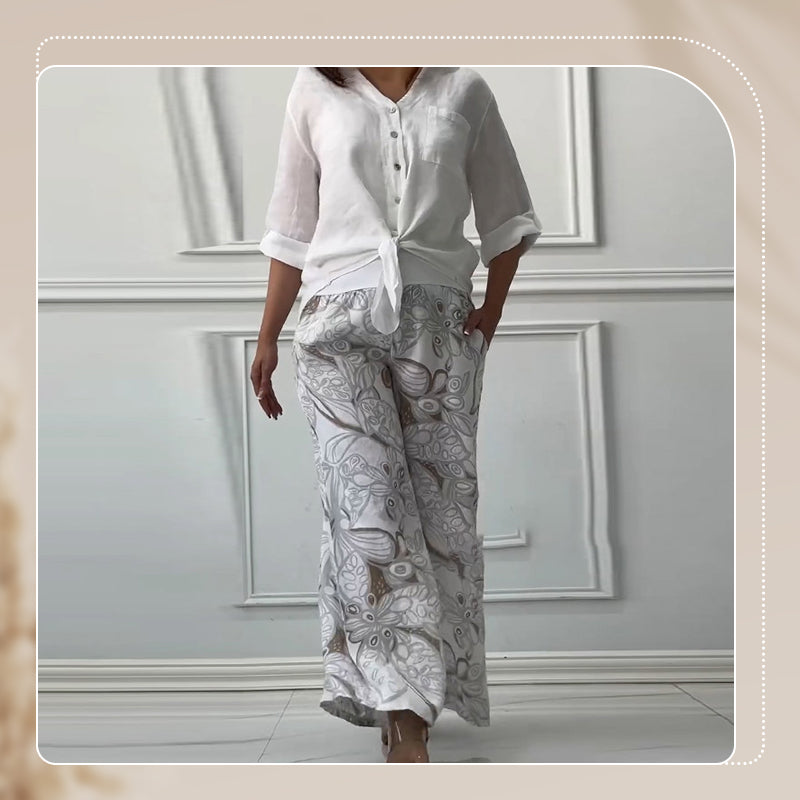 NIVES - RELAXED FIT BLOUSE & HIGH-RISE SET