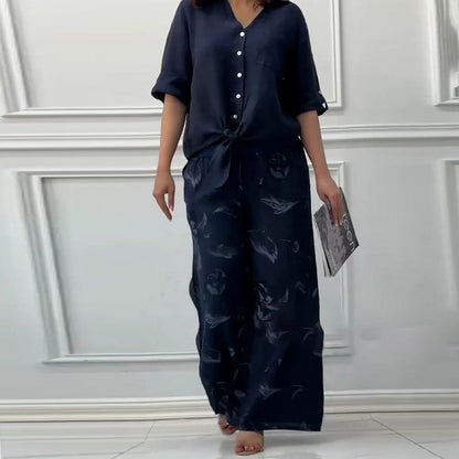 NIVES - RELAXED FIT BLOUSE & HIGH-RISE SET