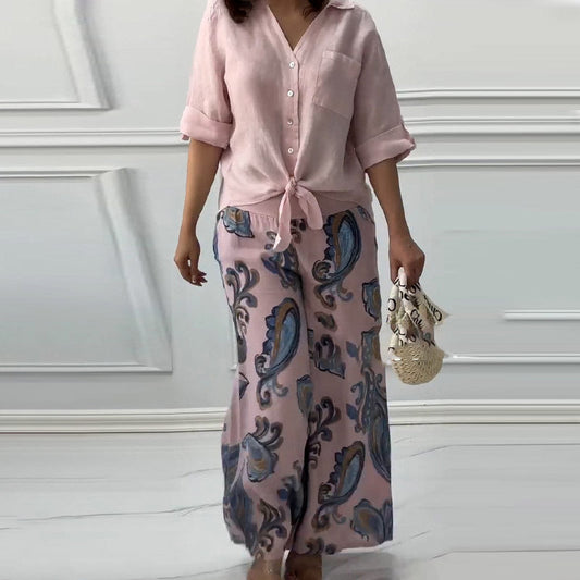 NIVES - RELAXED FIT BLOUSE & HIGH-RISE SET
