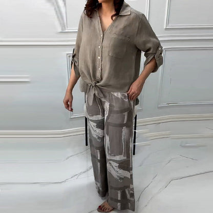 NIVES - RELAXED FIT BLOUSE & HIGH-RISE SET