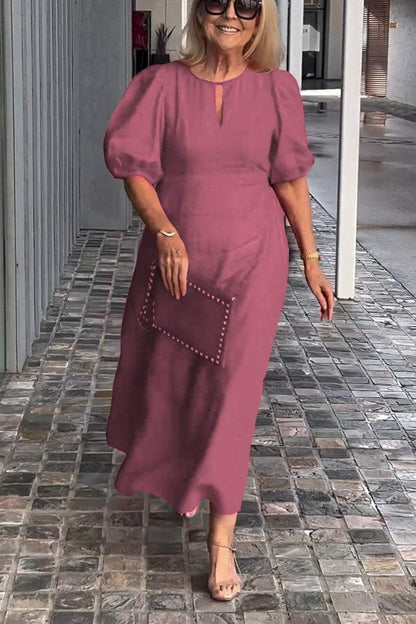 LORETA – CLASSIC PUFF STYLE MIDI DRESS
