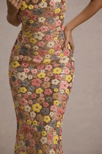 JULIANA - SEQUINED SUNSET BLOOM MAXI DRESS